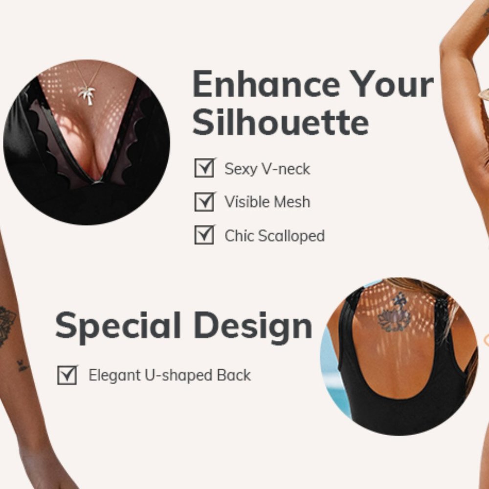 CUPSHE Sheer Mesh Swimsuit with Wave Edges -  NEW WITH TAGS! - Picture 7 of 13